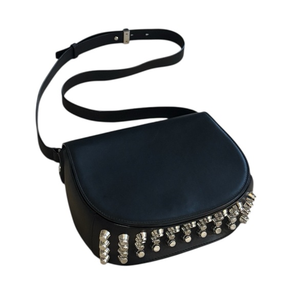 Alexander Wang Handbags - Alexander Wang SS16 Sample Lia Studded Crossbody Saddle Bag Silver Black Leather